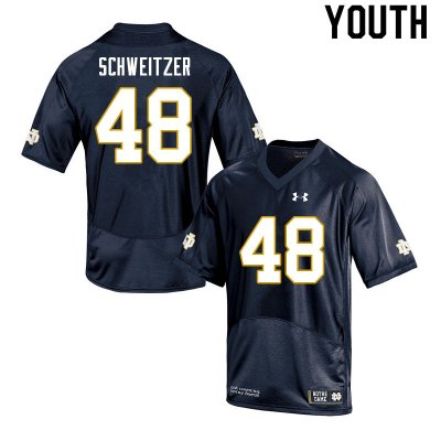 Notre Dame Fighting Irish Youth Will Schweitzer #48 Navy Under Armour Authentic Stitched College NCAA Football Jersey LPS1099EY